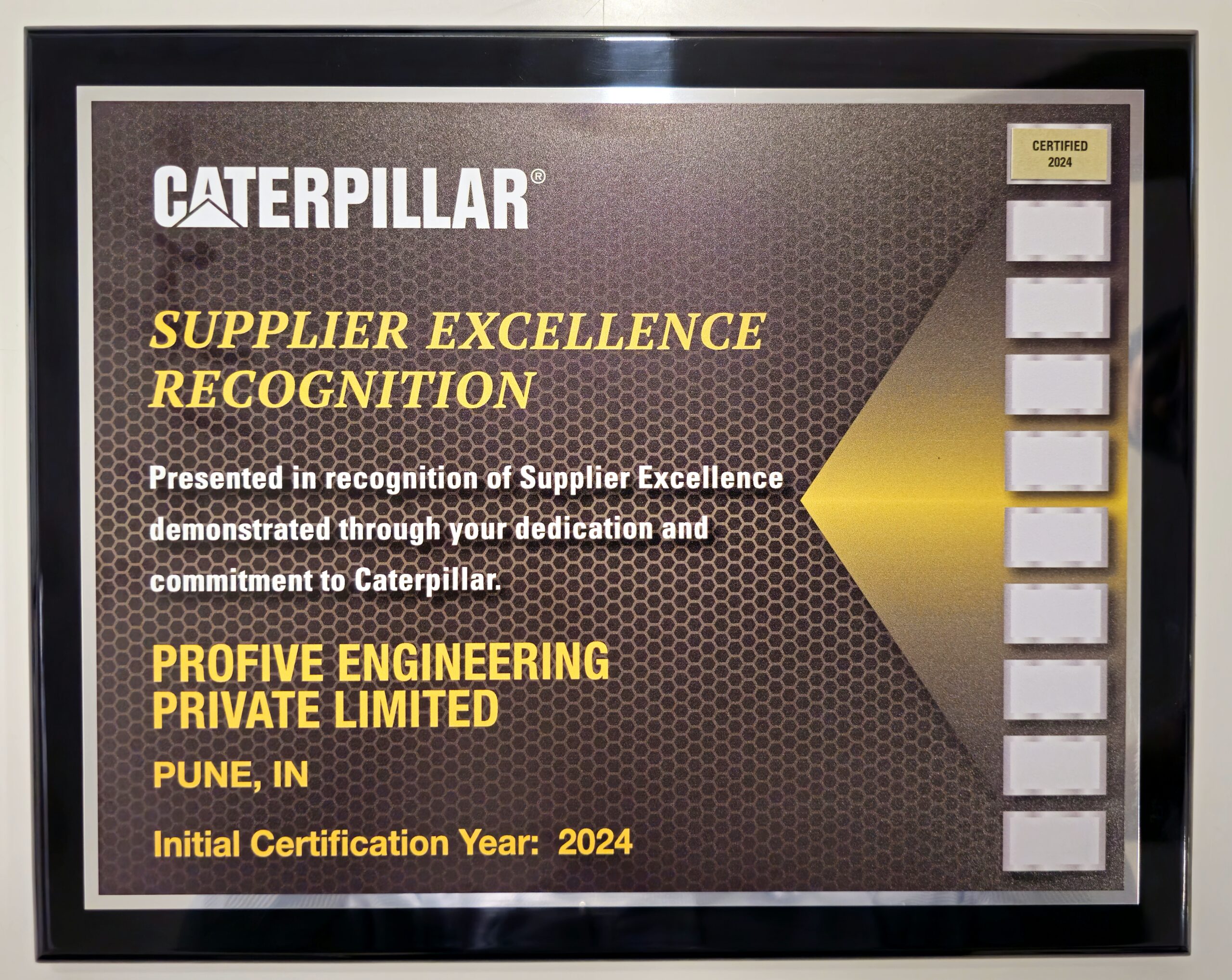 CATERPILLAR Supplier Excellence Recognition Award