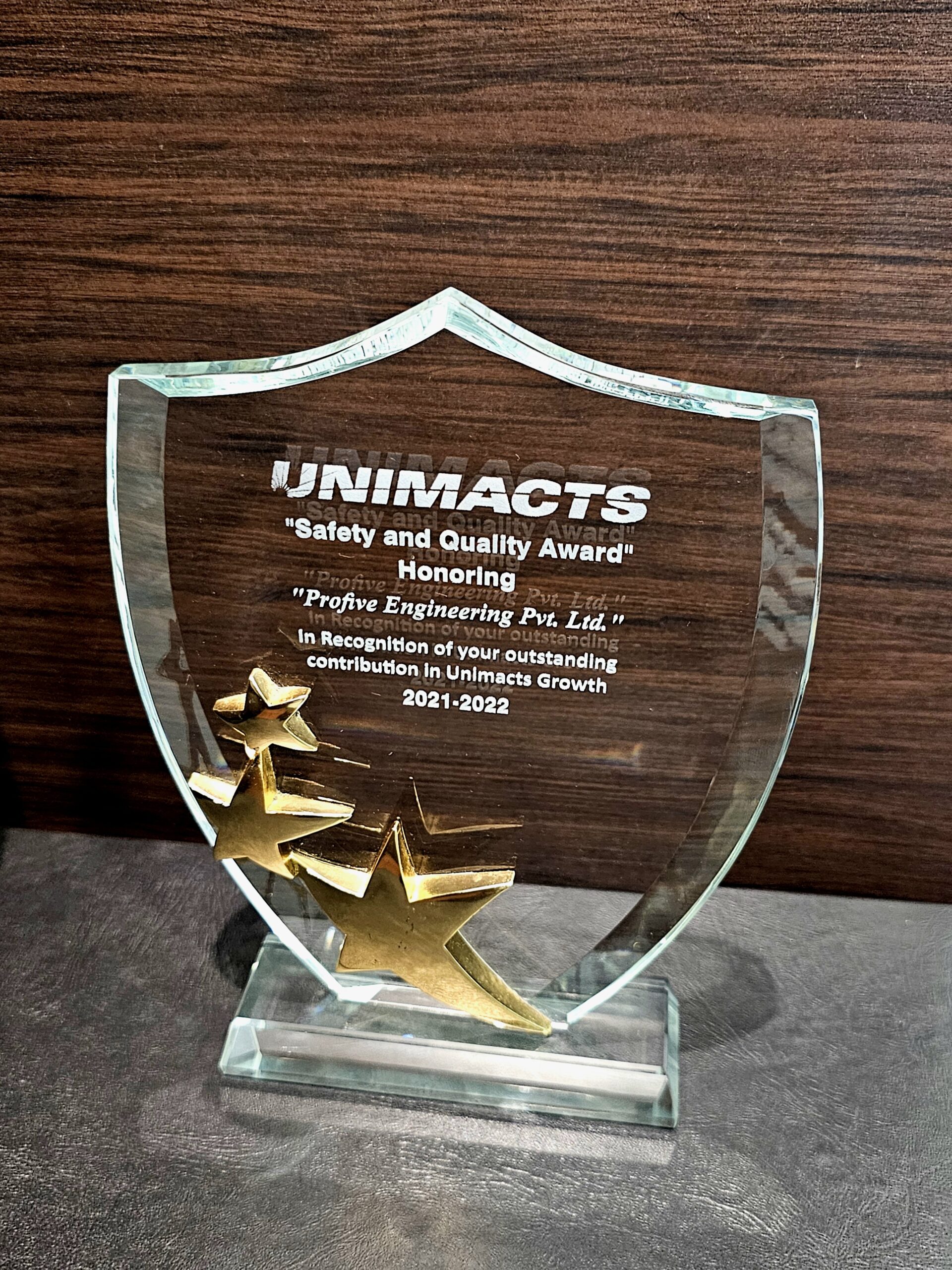 UNIMATICS SAFETY AND QUALITY AWARD